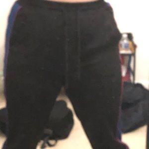 Black Sweatpants with Blue and Red Stripes Medium